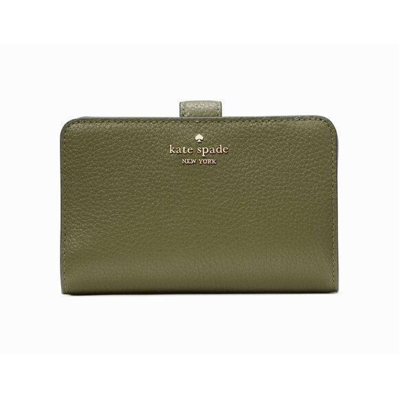 New Kate Spade Lena Medium Compact Bifold Wallet Pebble Leather Enchanted Green - Picture 1 of 3